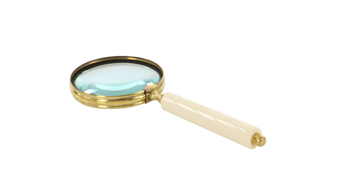 Black Metal Magnifying Glass with Bone Handles