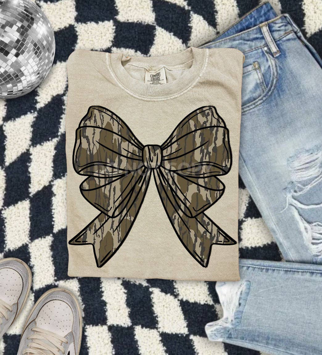 Camo Bow Tee - Comfort Colors