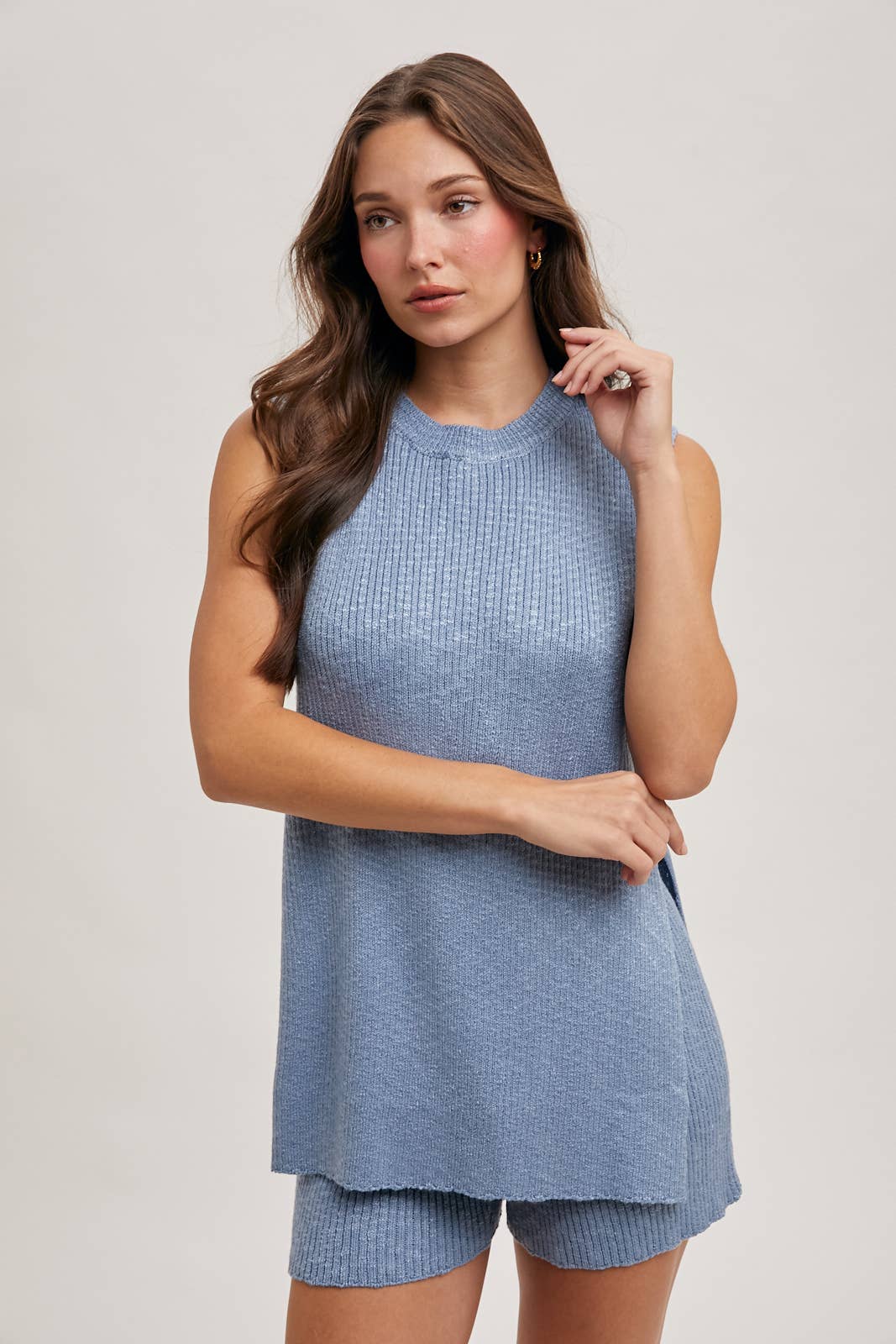 Sleeveless Knit Sweater & Short Set