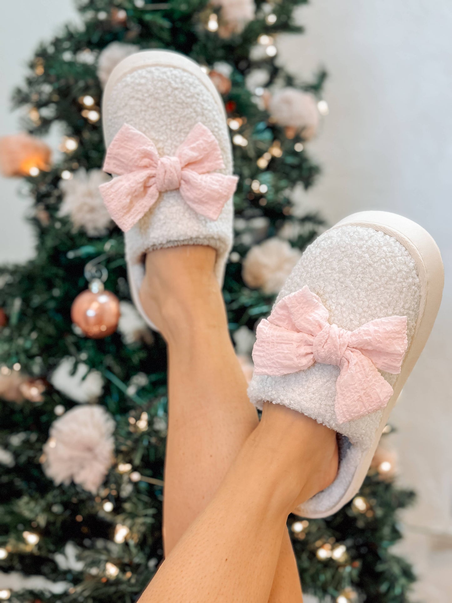 Red bow slippers