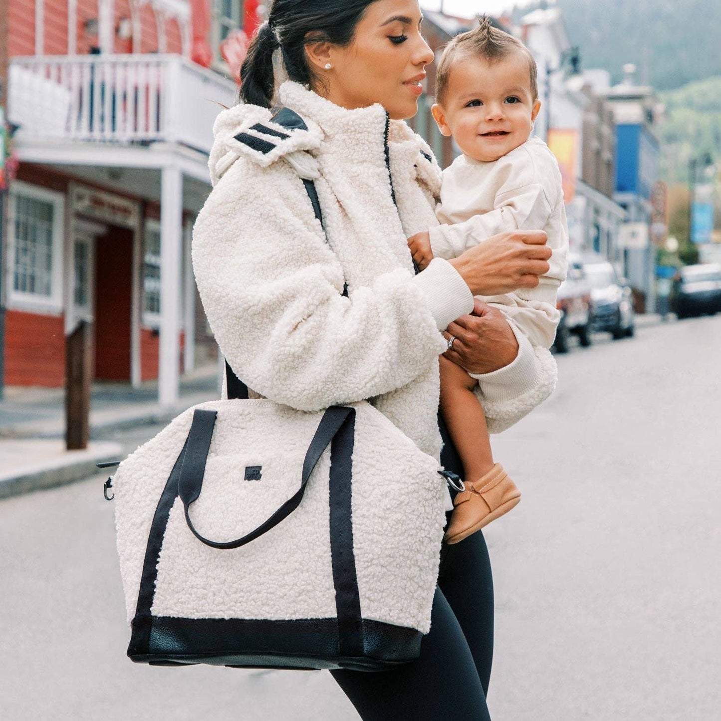 Freshly Picked Ebony Sherpa Teddy Tote Backpack