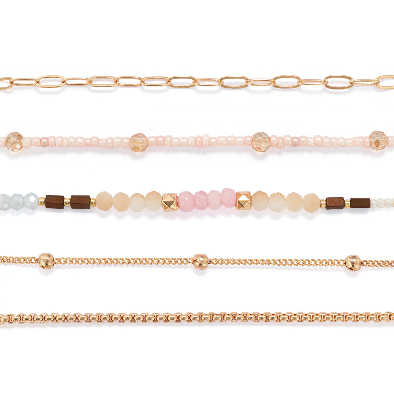 Bracelet Set of 5 - Multicolor Gold