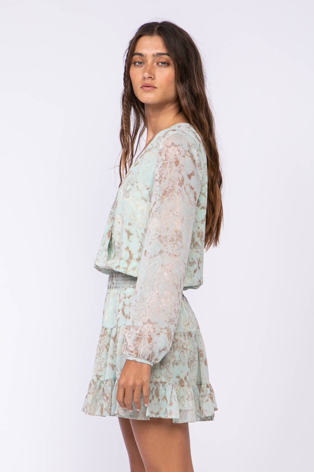 Floral Surplice Mini Dress