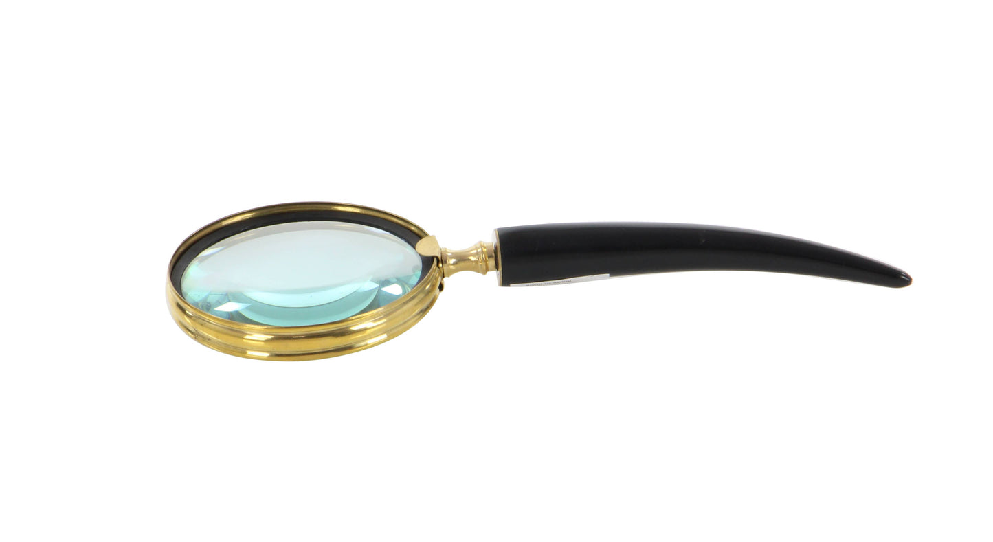 Black Metal Magnifying Glass with Bone Handles