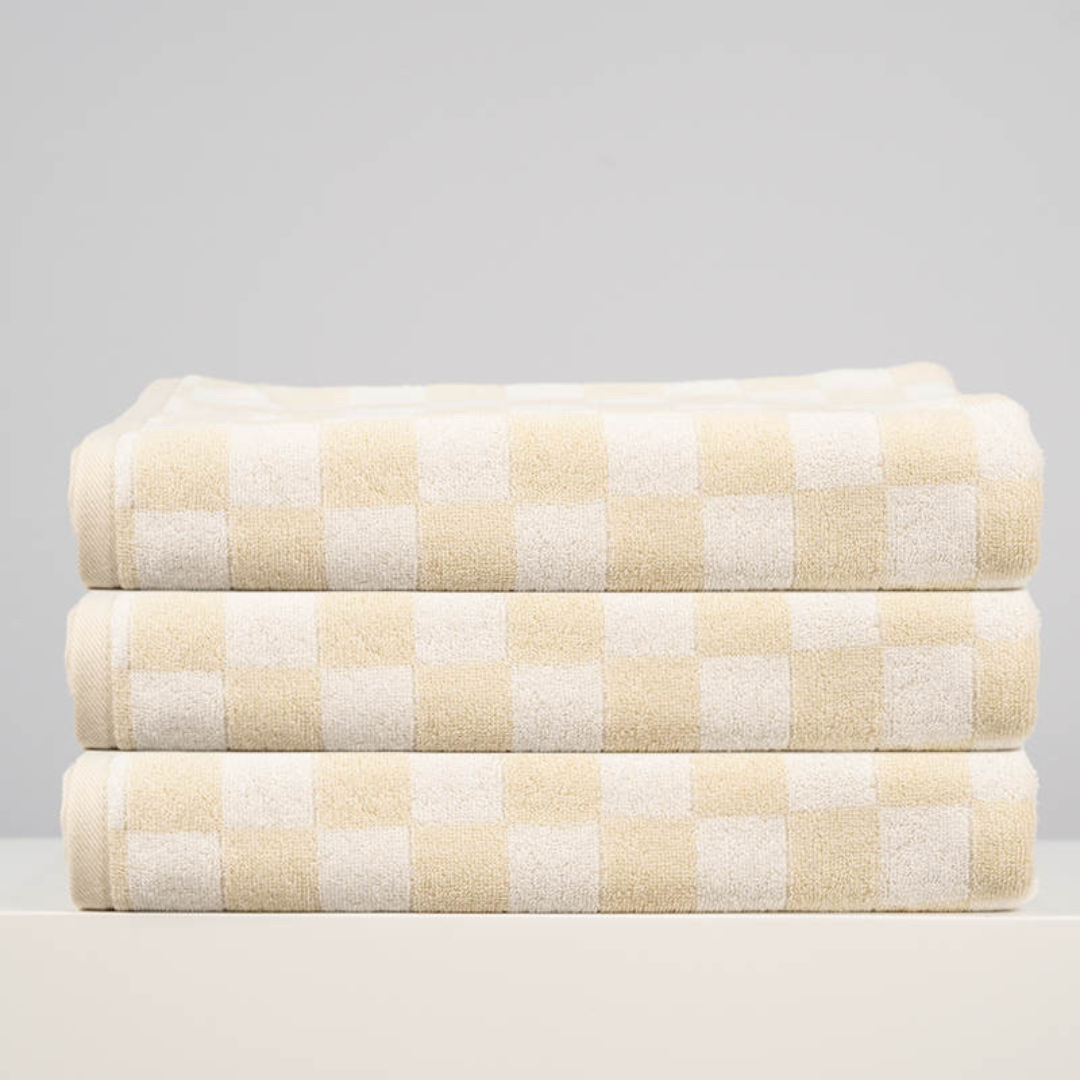 Checker Beach Towel: Cream/White