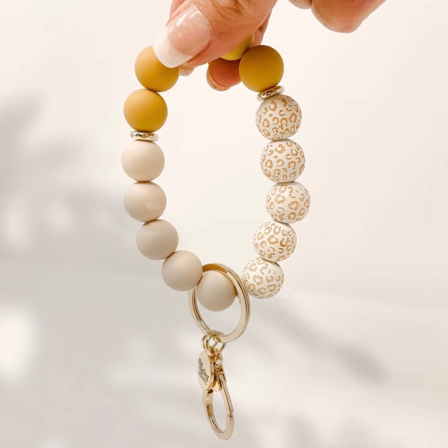 Silicone Beaded Keychain Wristlet - Honey Gold