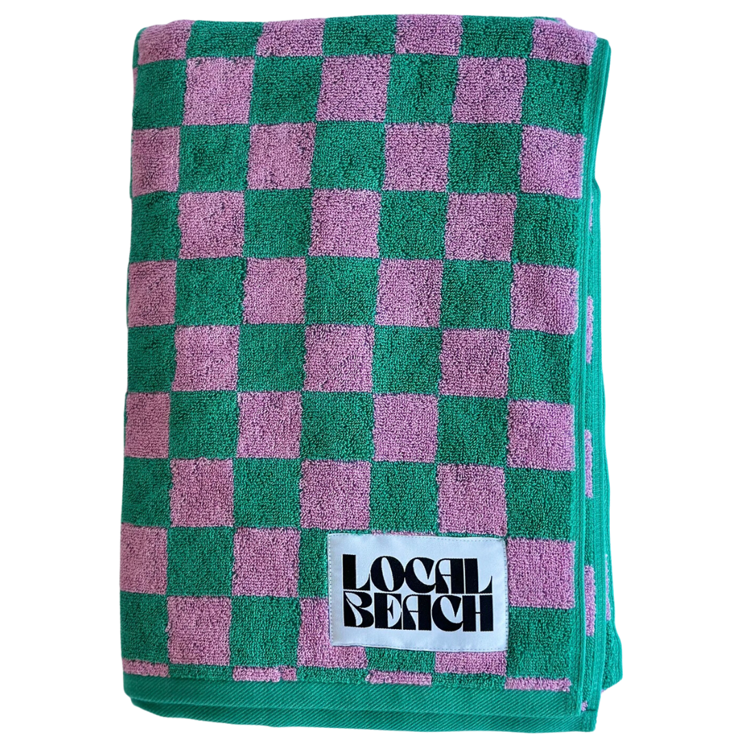Checker Beach Towel: Cream/White