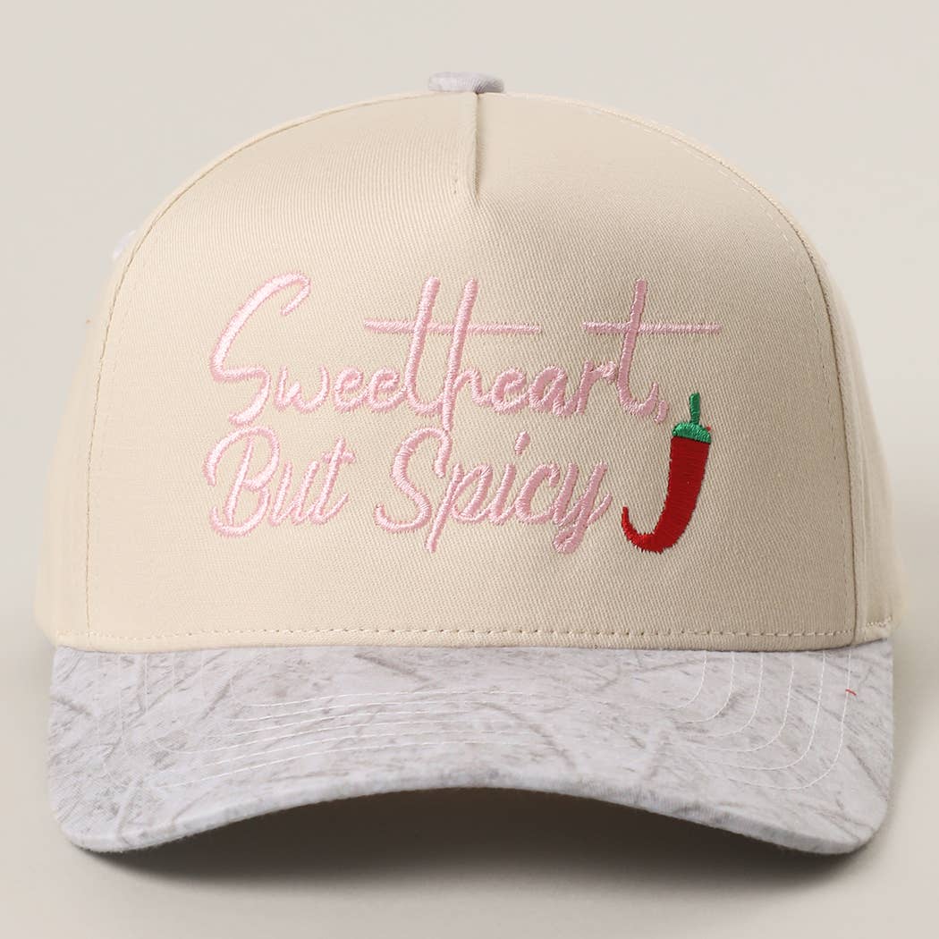 Sweetheart, But Spicy Embroidery Two-Tone Trucker Hat