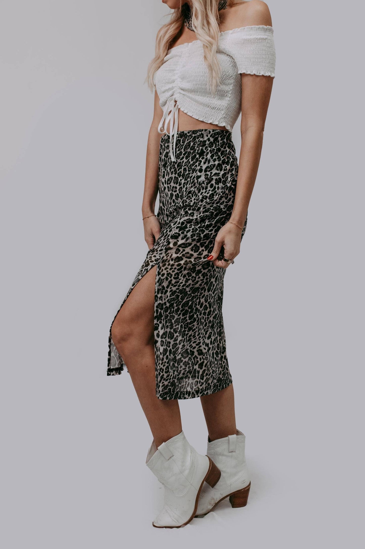 High Waisted Leopard Skirt