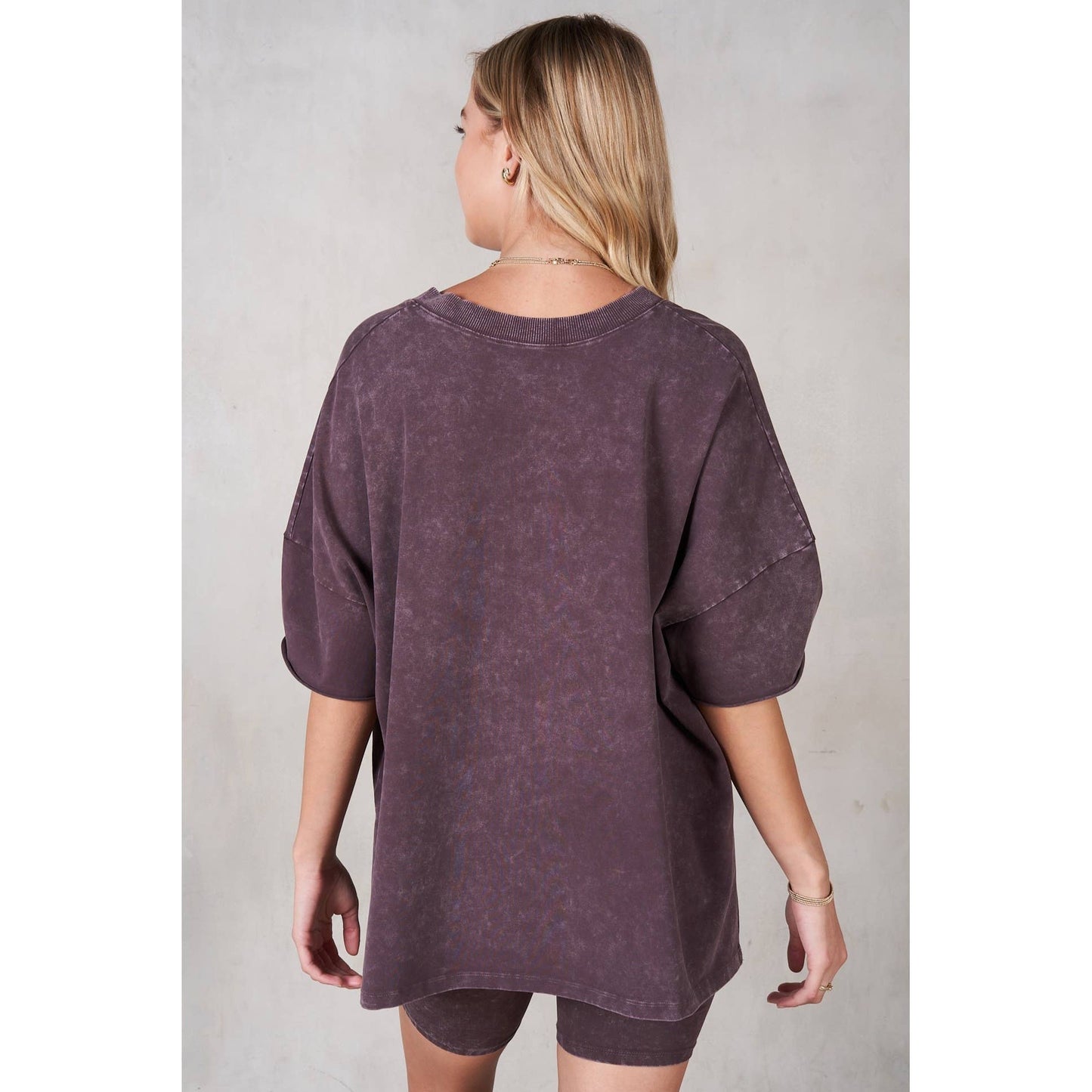 Mineral Washed V-Neck Drop Shoulder Boxy T-Shirt