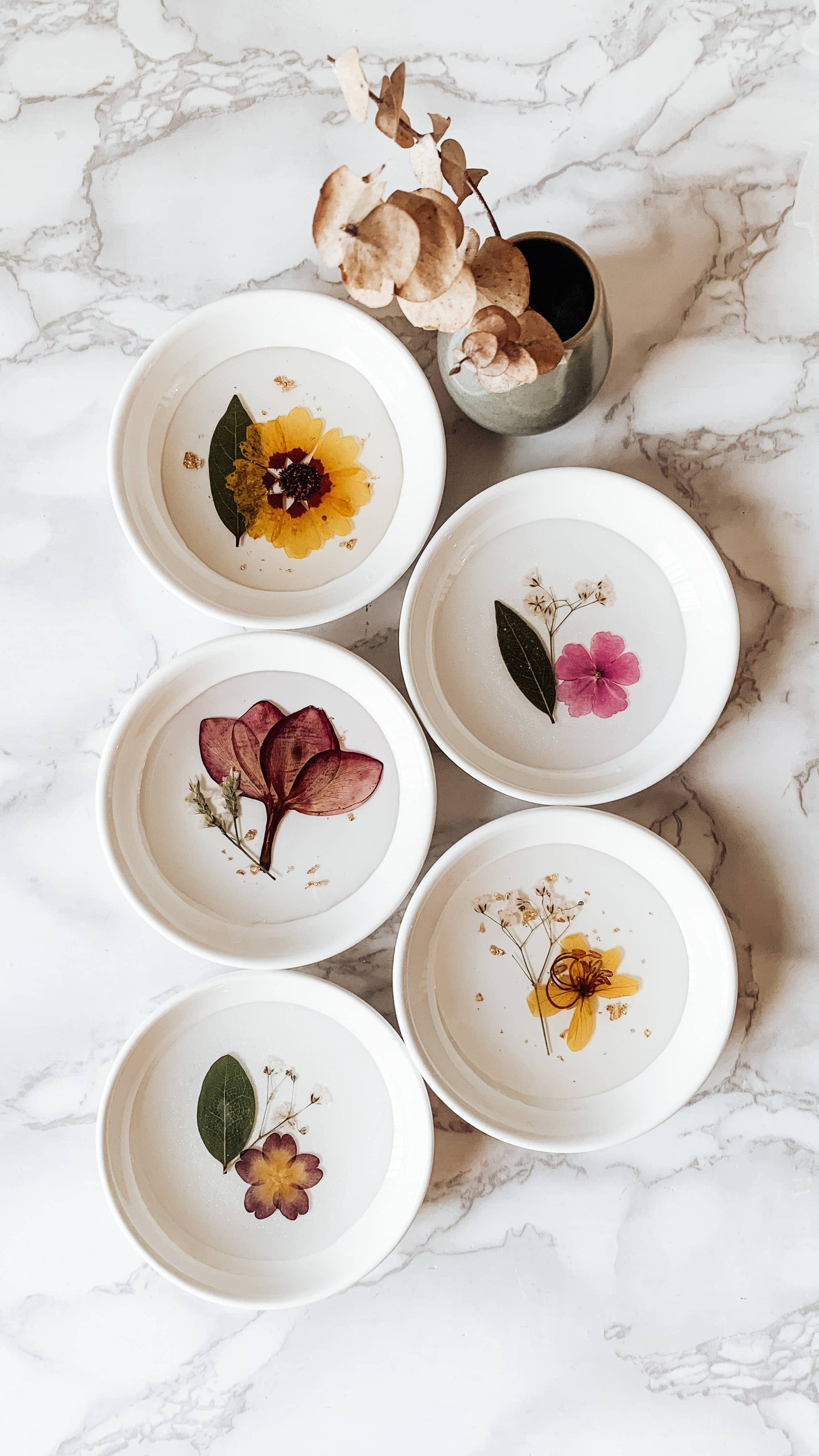 Pressed Flower & Botanical Ceramic Trinket Dish