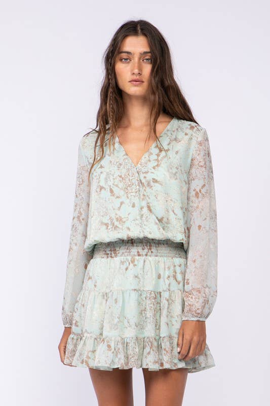 Floral Surplice Mini Dress