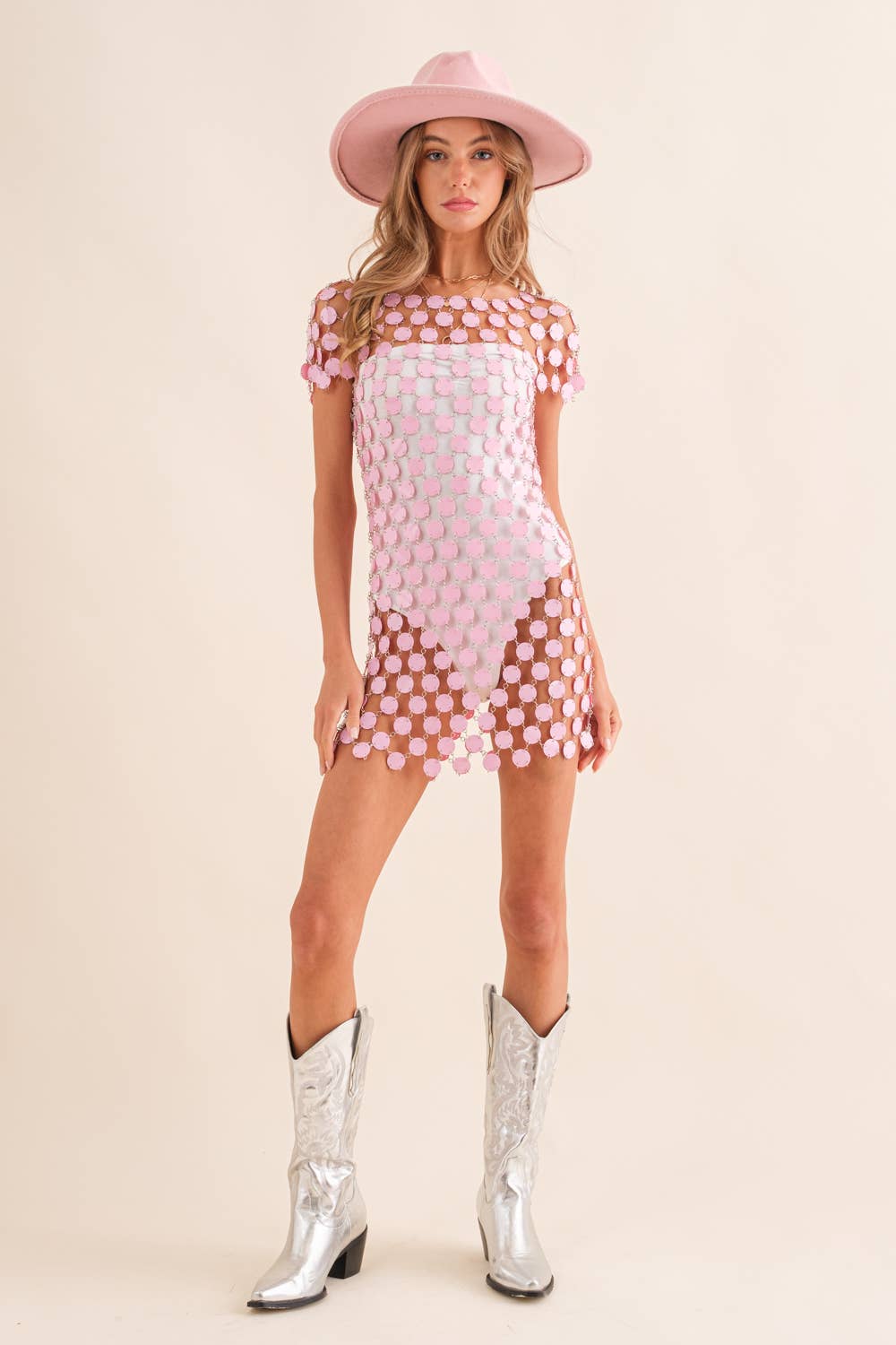Chain-Mail Disc Paillette Dress
