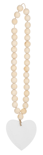 Wood Beaded Loop with Heart Charm