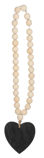 Wood Beaded Loop with Heart Charm