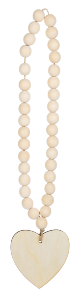 Wood Beaded Loop with Heart Charm