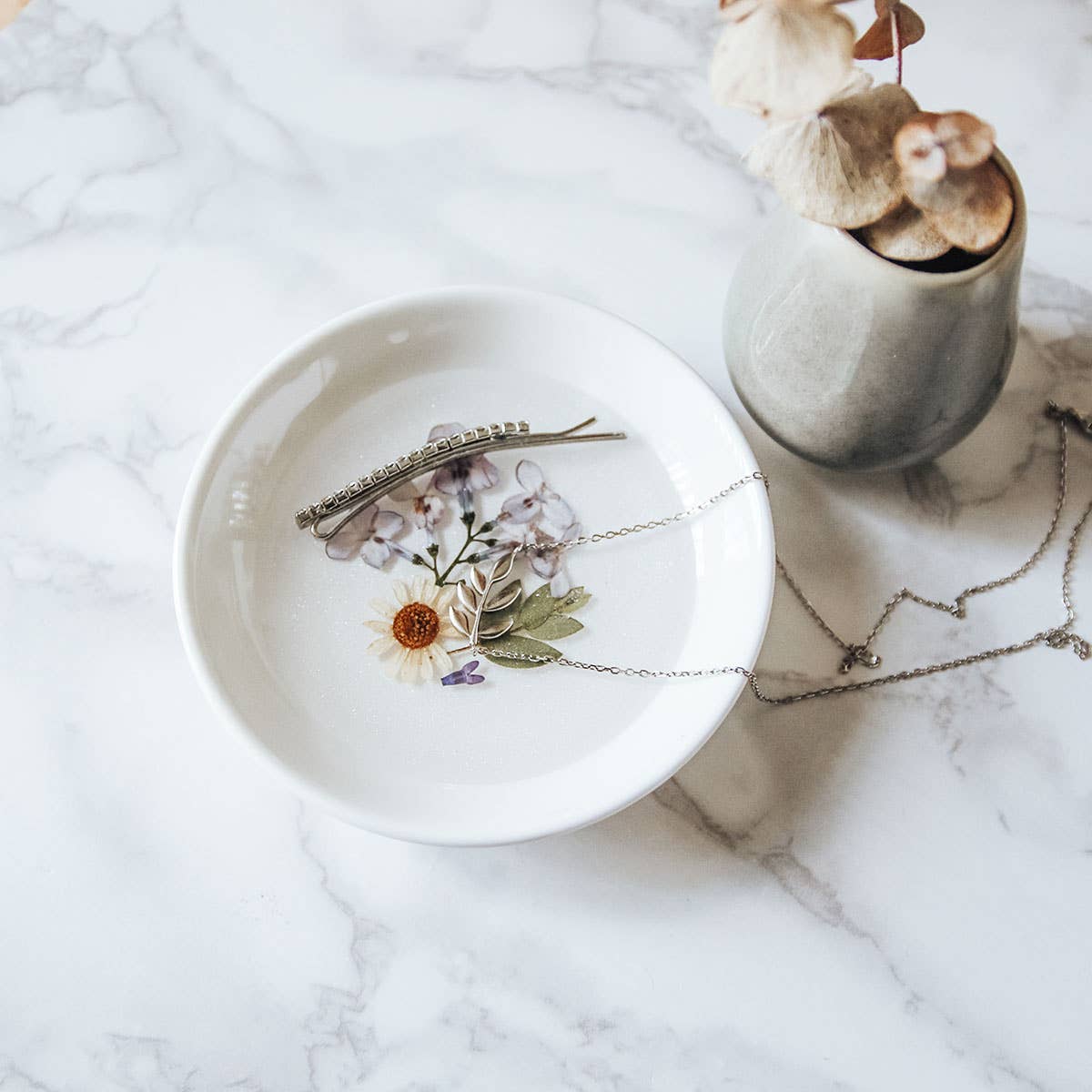 Pressed Flower & Botanical Ceramic Trinket Dish
