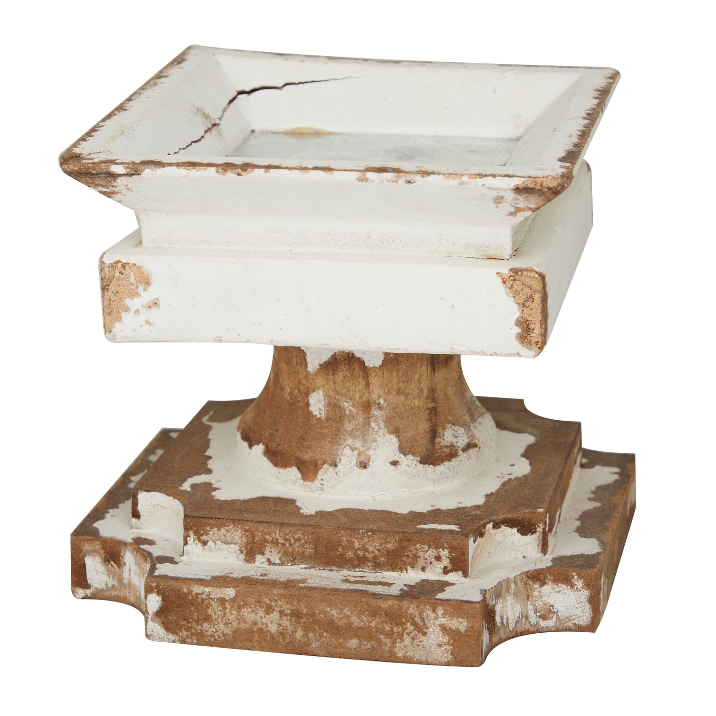 White Wood Candle Holder