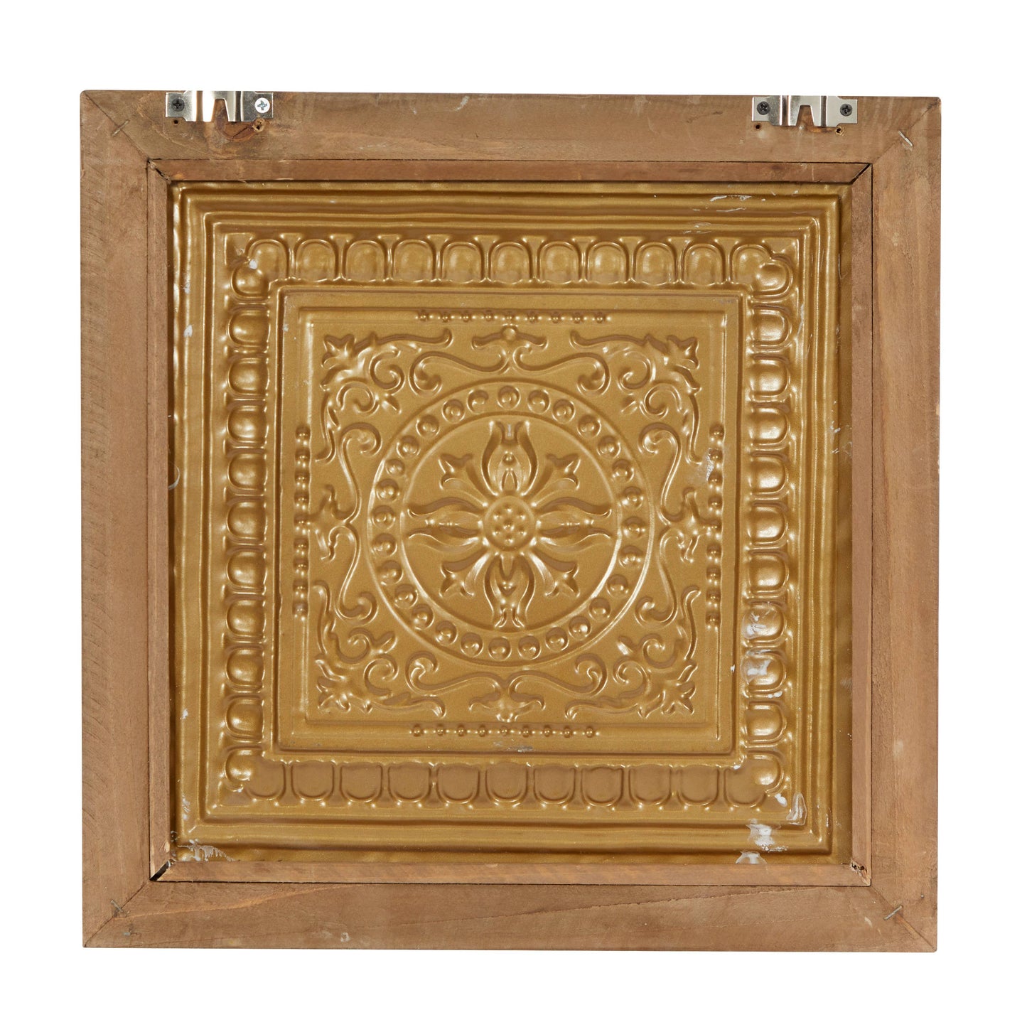 Gold Metal Embossed Floral Mirror Wall Decor