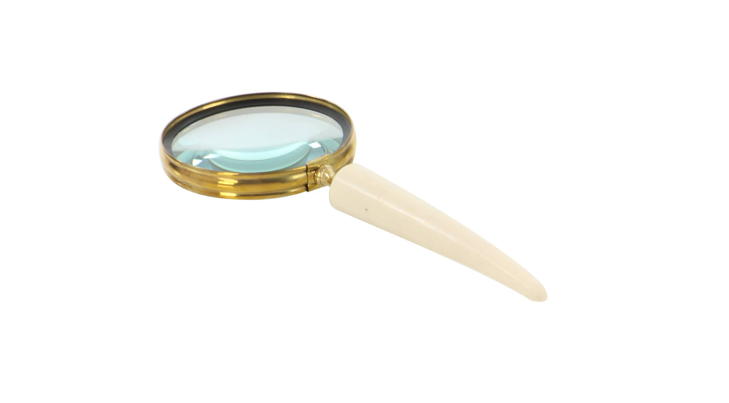 Black Metal Magnifying Glass with Bone Handles