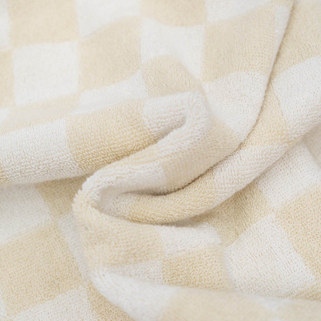 Checker Beach Towel: Cream/White
