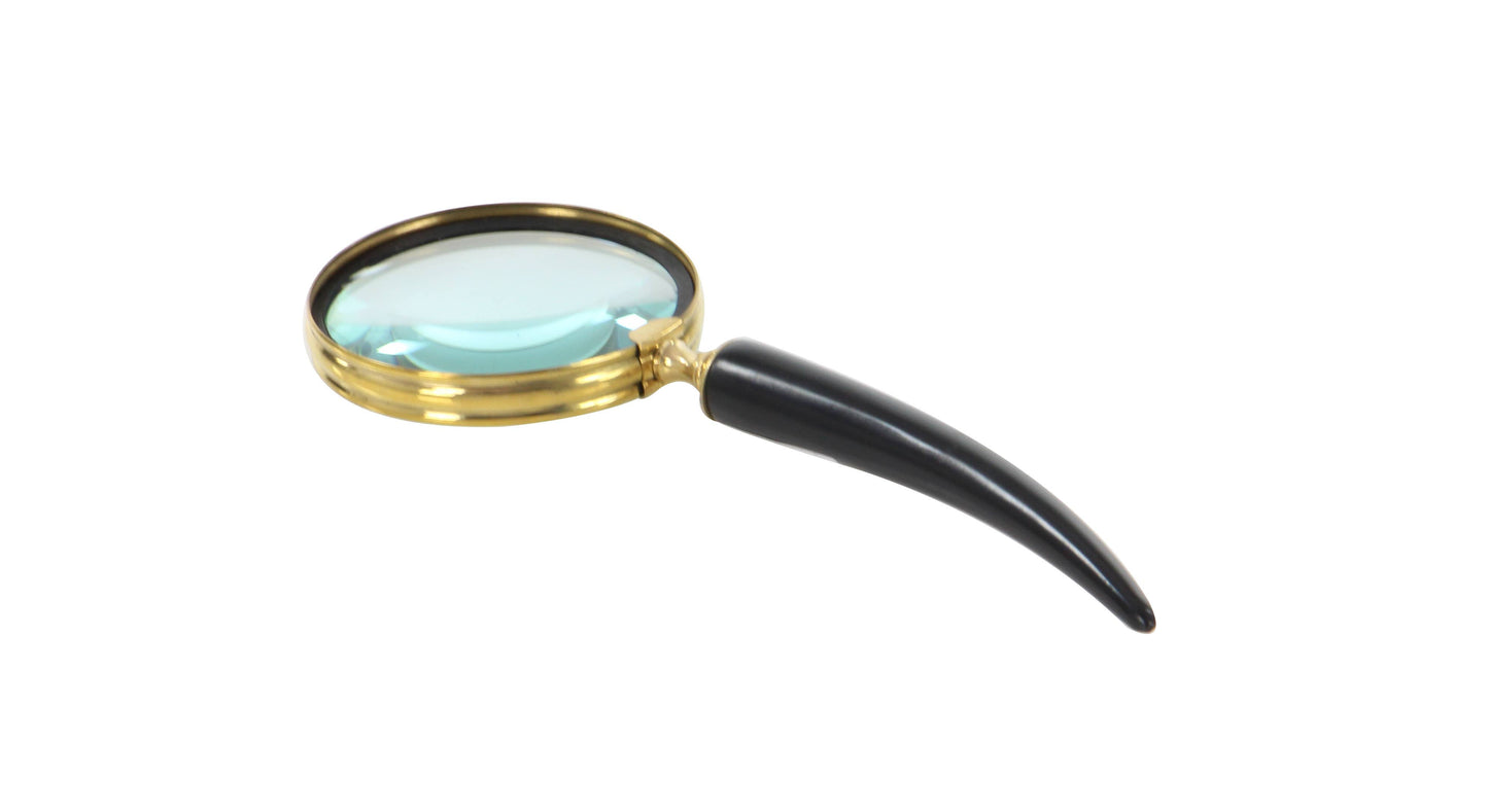 Black Metal Magnifying Glass with Bone Handles