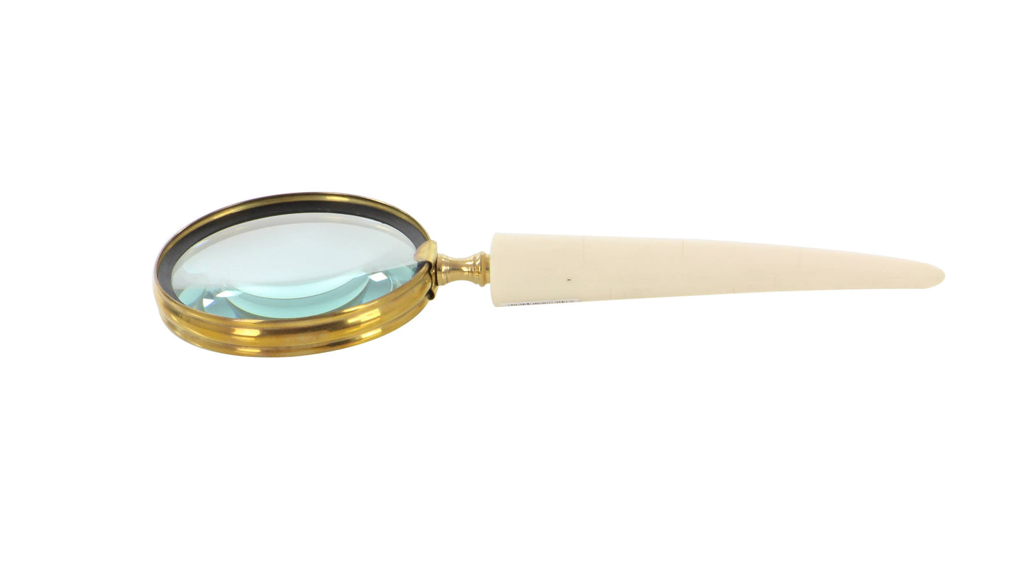 Black Metal Magnifying Glass with Bone Handles