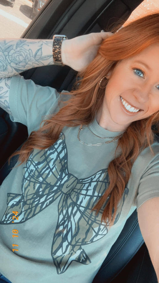 Camo Bow Tee - Comfort Colors