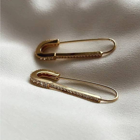 Helga Safety Pin Earrings: Clear