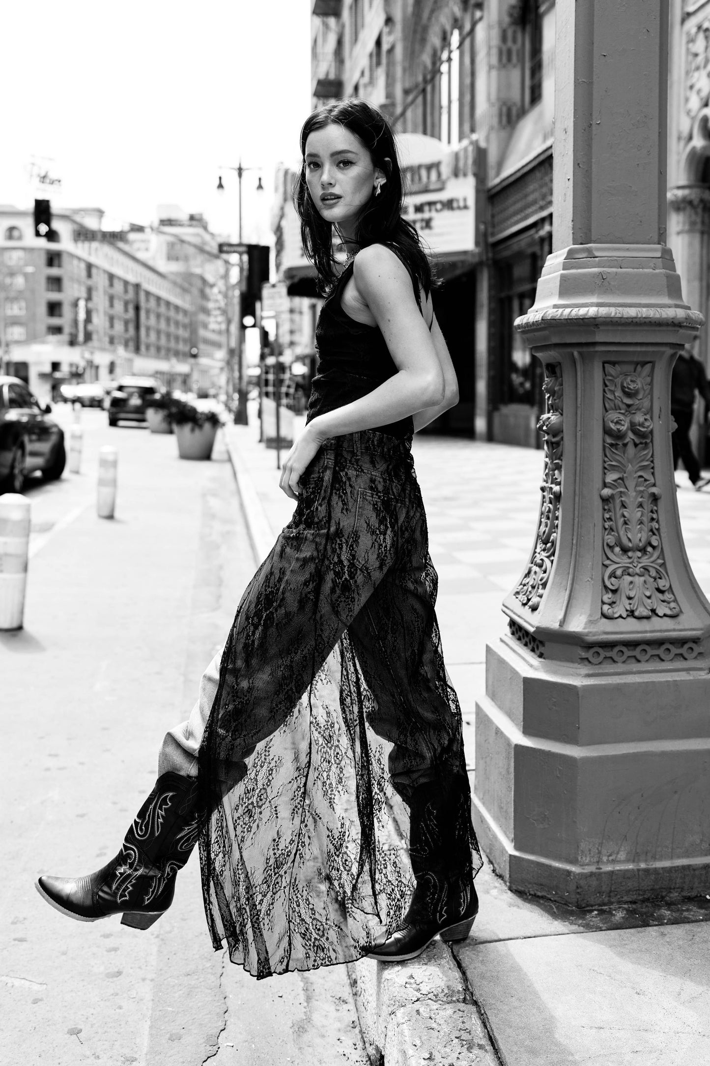 Womens Sheer Lace V-neck Bodysuit - Dress Combo