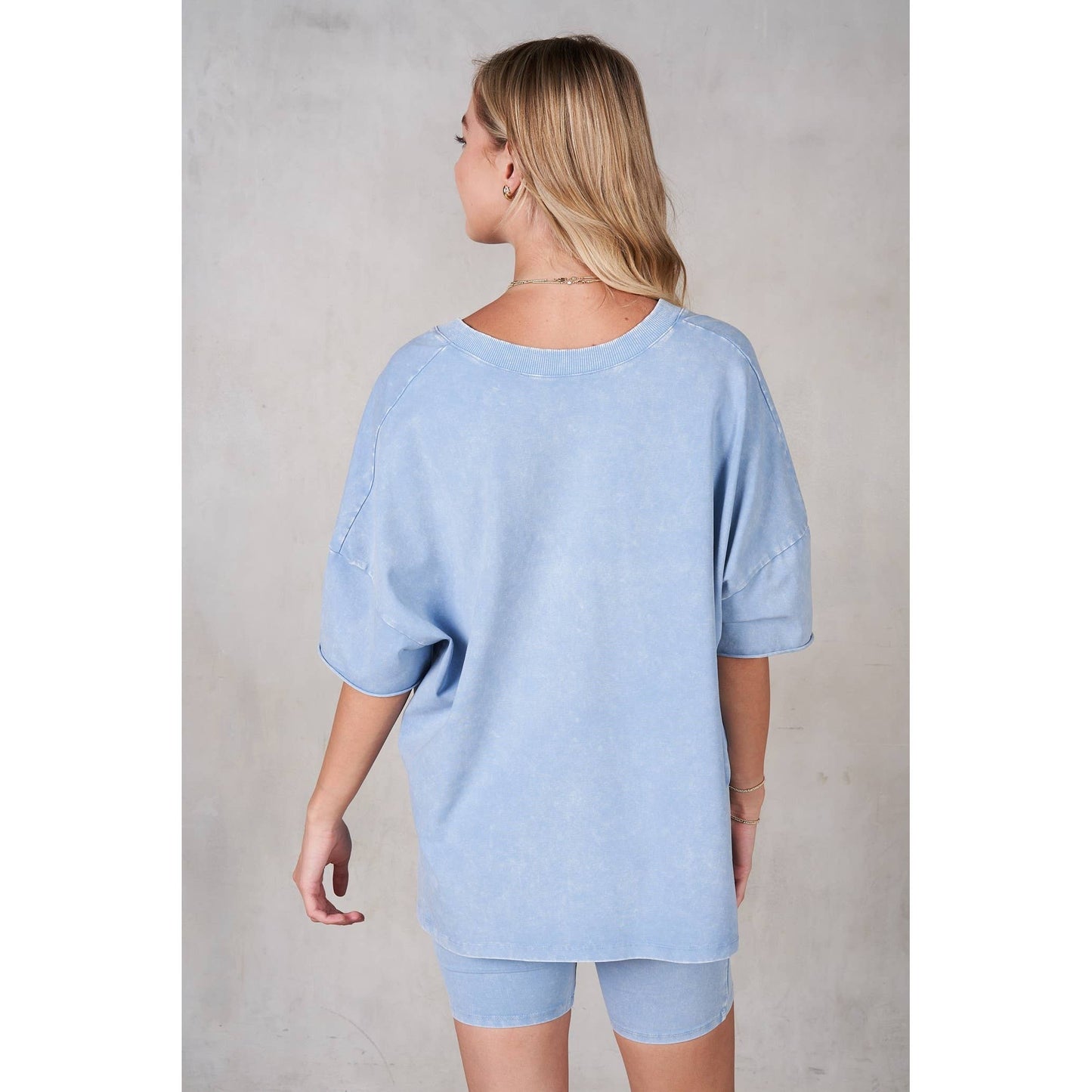 Mineral Washed V-Neck Drop Shoulder Boxy T-Shirt