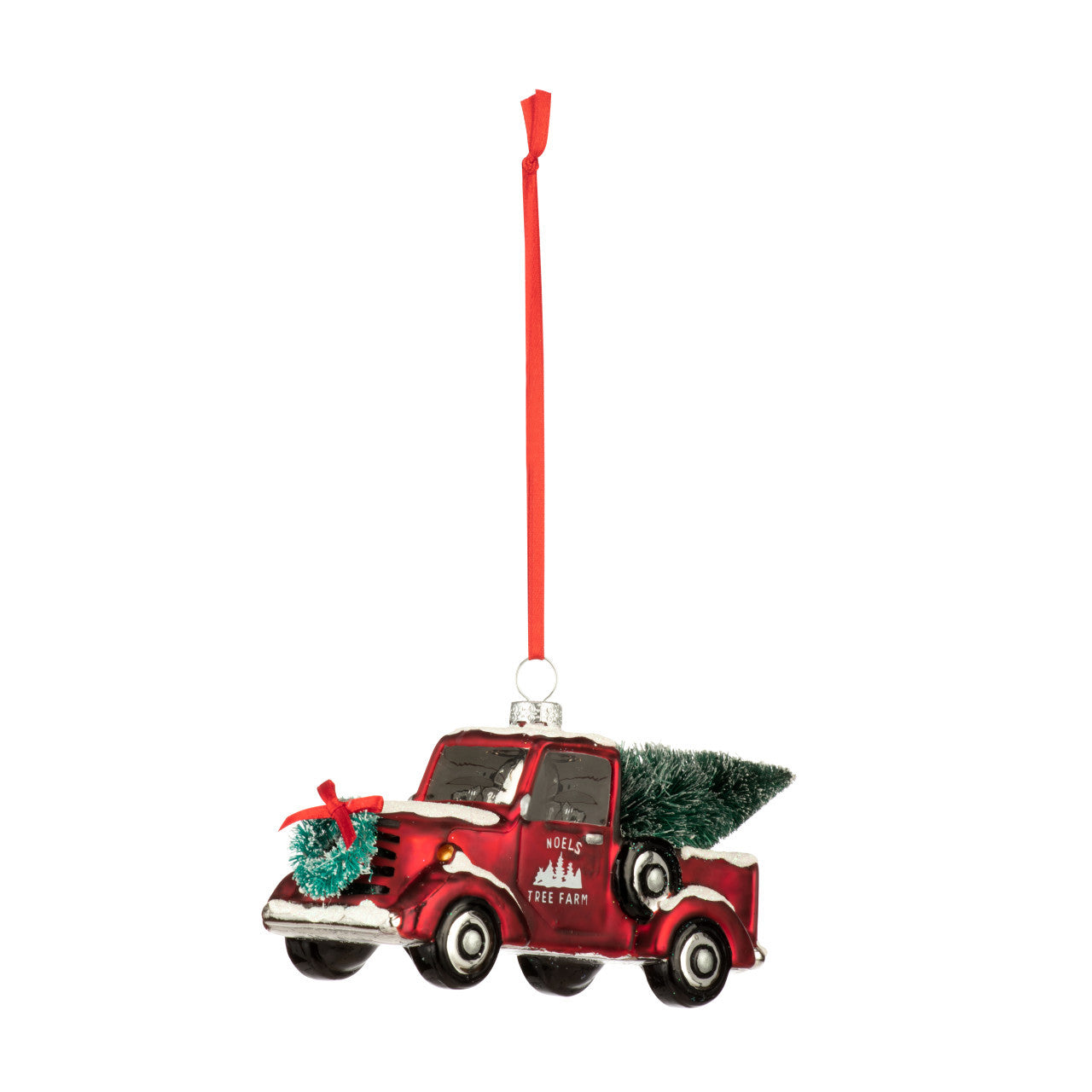 Blown Glass Red Truck Ornament