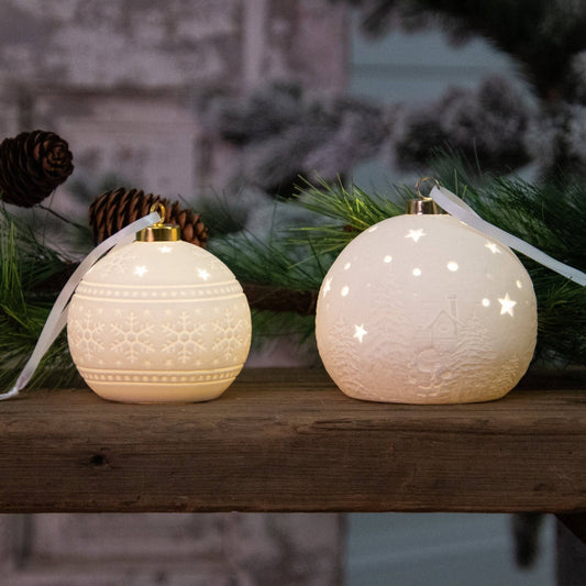 Ceramic Bisque Light Up Ornament, White