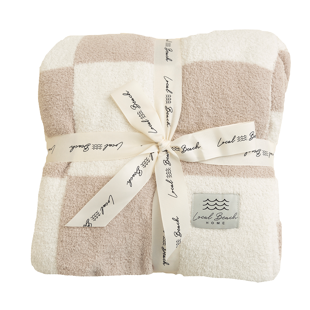 Checker Luxe Home Blanket: Sand/Cream