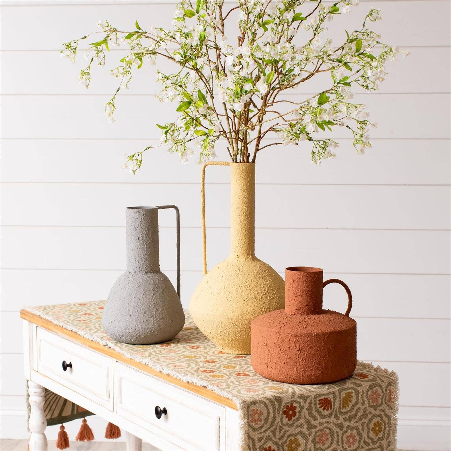 Vase - Stucco Textured Modern Shaped (Set Of 03)