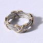 Cable Silver Gold CZ Stones Ring
