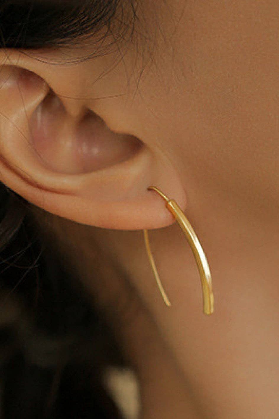 18K Gold PVD Plated Stainless Steel Threader Earrings - 7196: S0OX3T7196 Gold