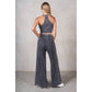 Halter Neck Crop Top and Pants Set