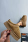 CHESTNUT TEDDY FAUX FUR FLATFORM SLIPPERS