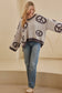 V Neck Peace Embroidered Sweater