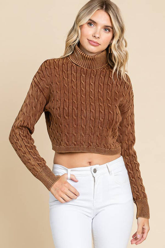 Cropped Cable Knit Sweater