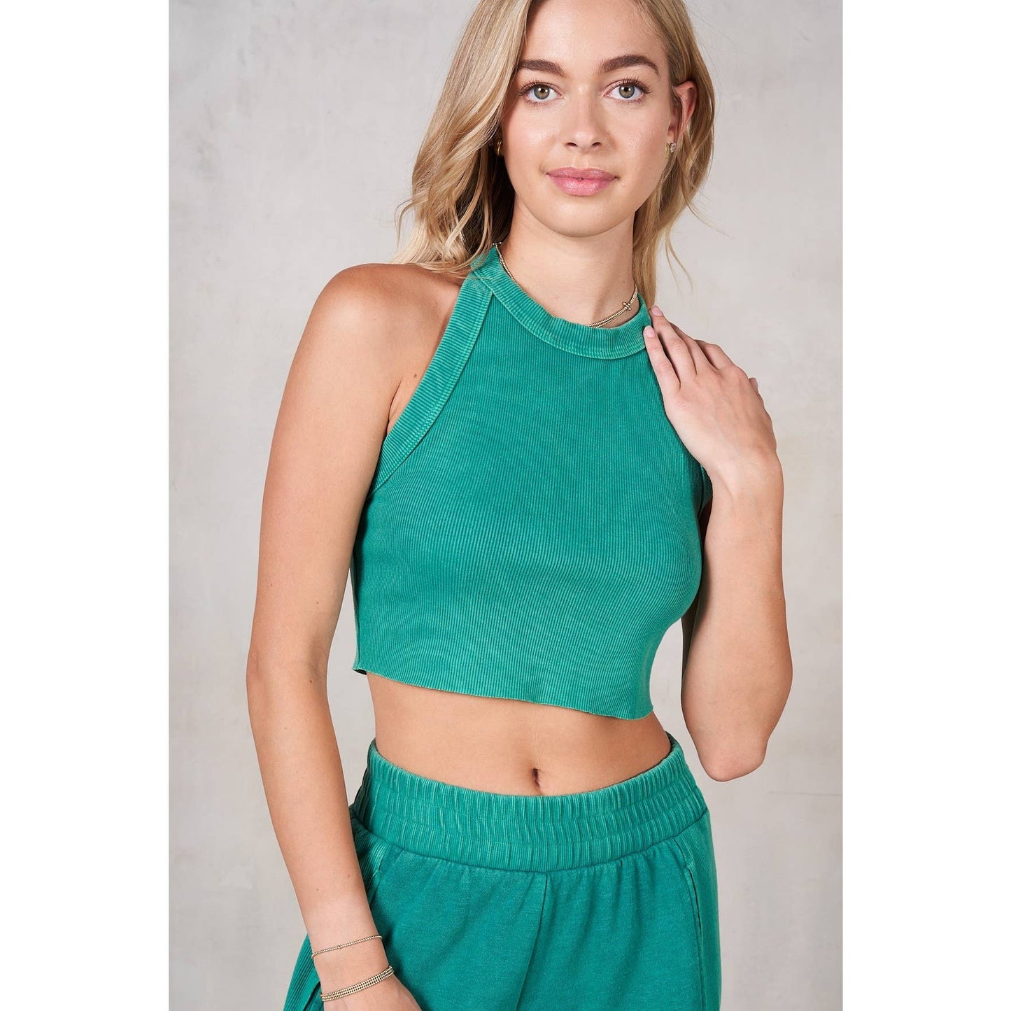 Halter Neck Crop Top and Pants Set