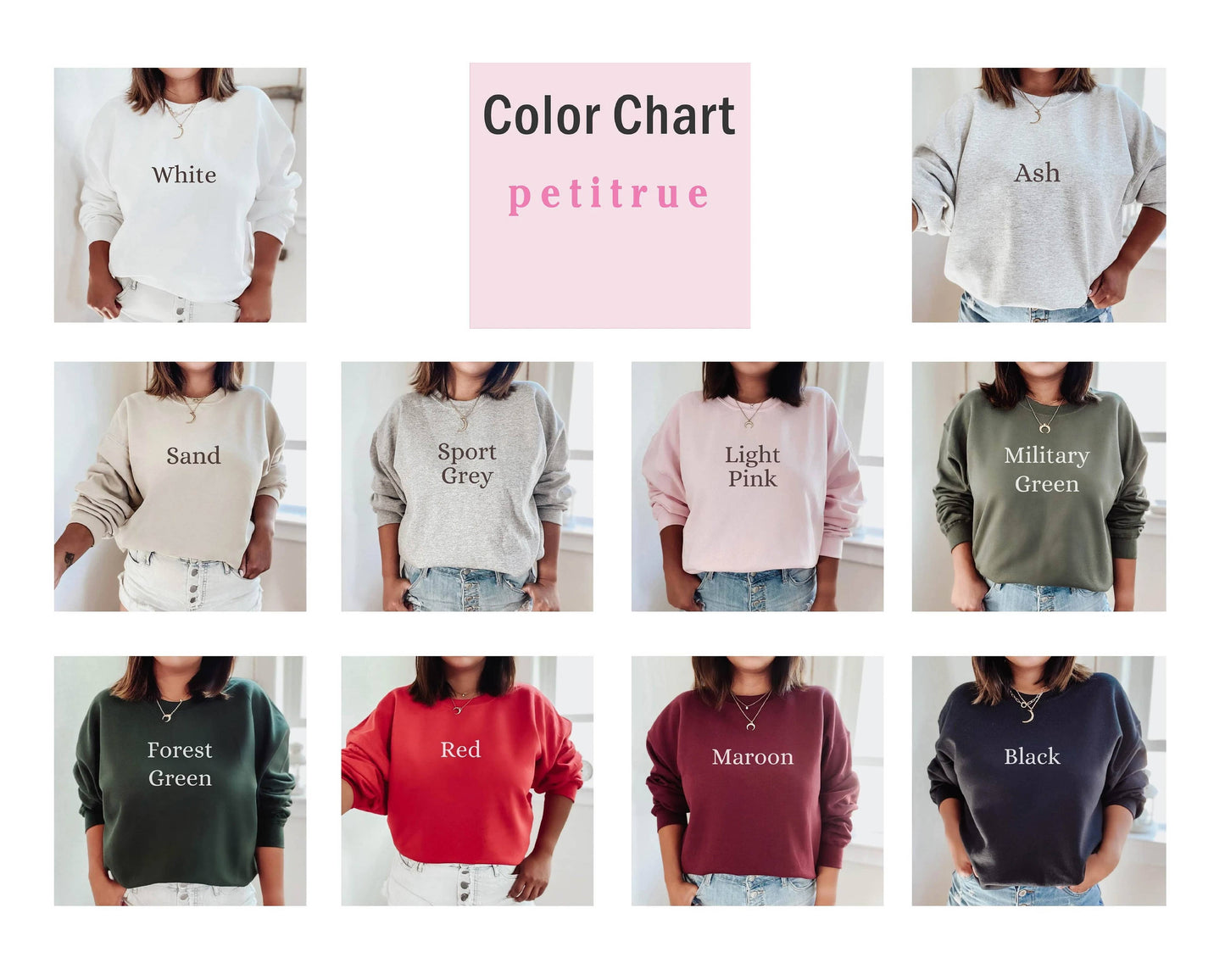 EMBROIDERED Love Sweatshirt Valentine's Day Crewneck Sweater: Ash Grey / Medium