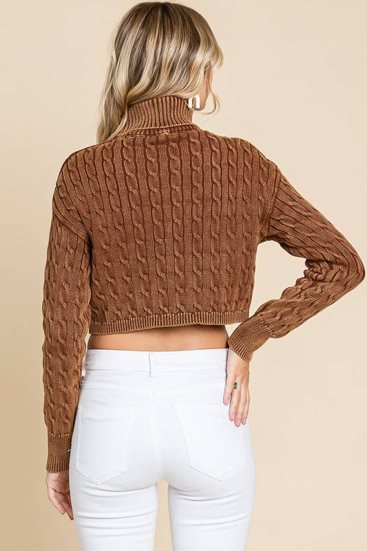 Cropped Cable Knit Sweater