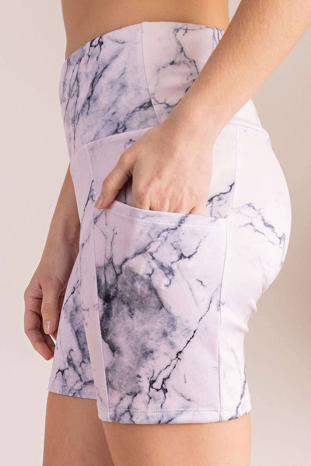 MARBLE PRINT BIKER SHORTS