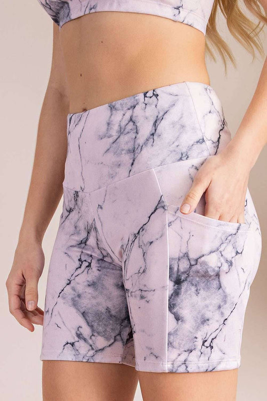 MARBLE PRINT BIKER SHORTS