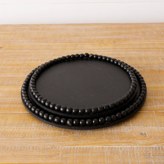 Round Beaded Trays, Black