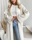 Elegant Collarless Open Front Long Cardigan