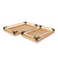 Wood Slatted Trays with Woven Sides & Metal Corners