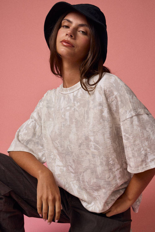 Camo Ribbed Loose Fit Ribbed Shirt